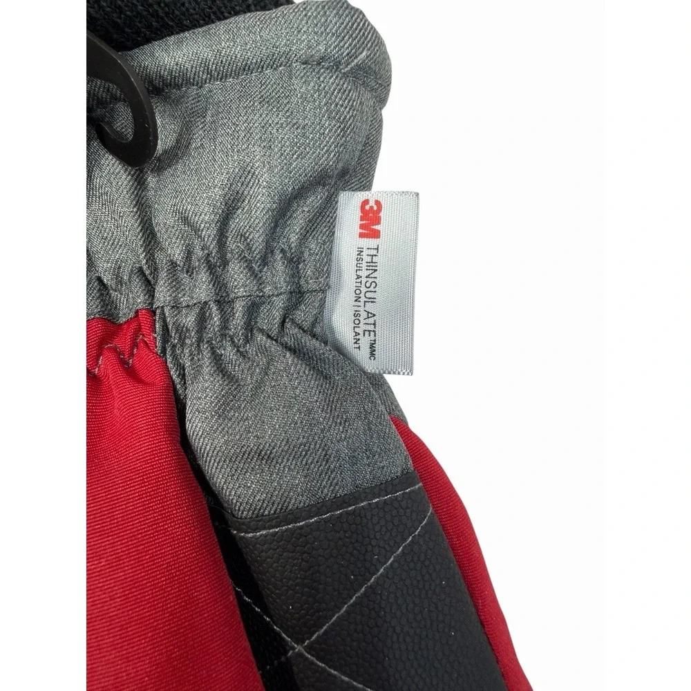 3M thinsulate waterproof boys winter snow gloves ages 8-16 red grey